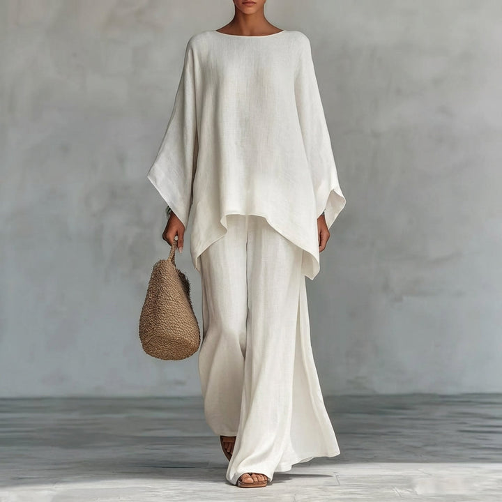 Fleurine | Ensemble cape drapée et pantalon large