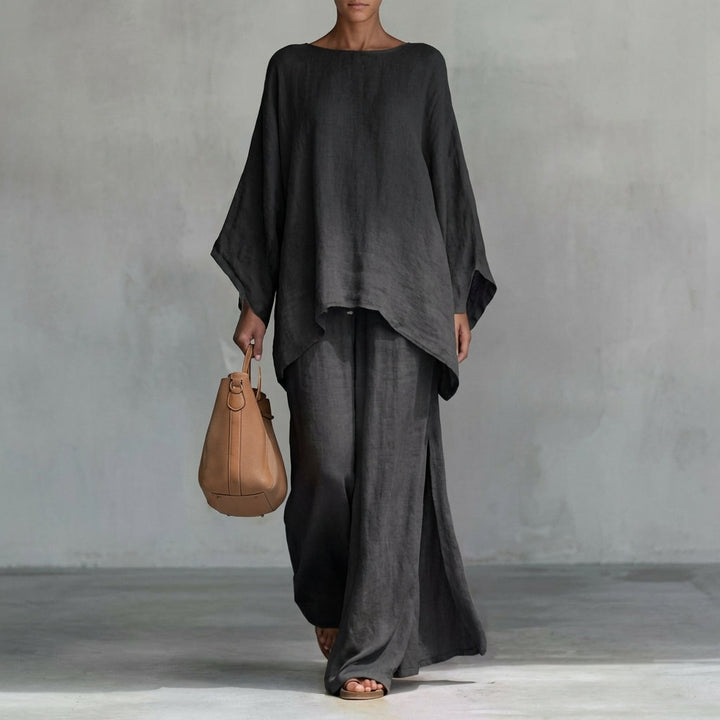 Fleurine | Ensemble cape drapée et pantalon large