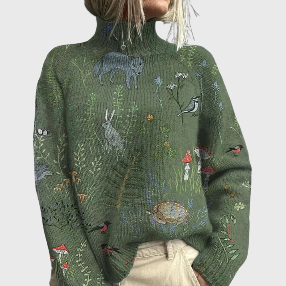 Gilonne | Pull à col montant aux motifs artistiques