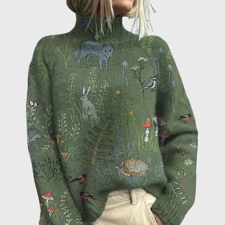 Gilonne | Pull à col montant aux motifs artistiques