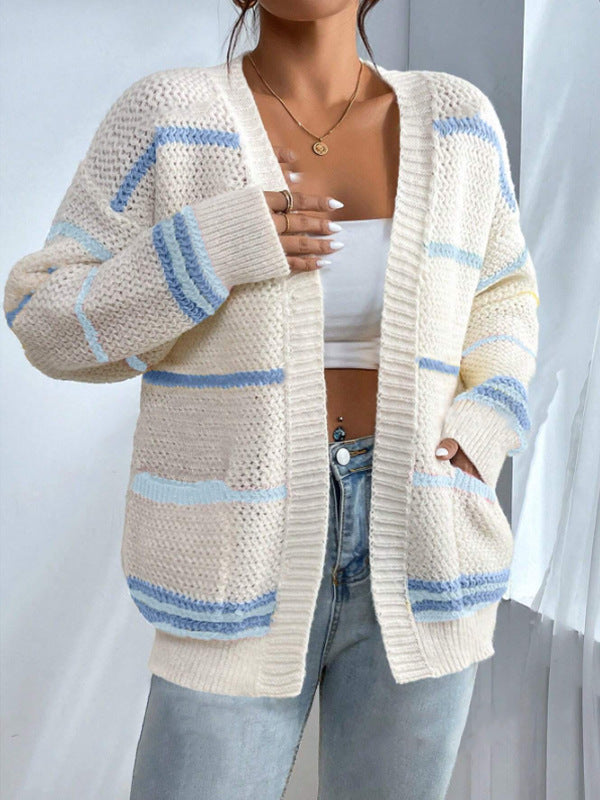 Godeline | Cardigan oversize ouvert à rayures colorées