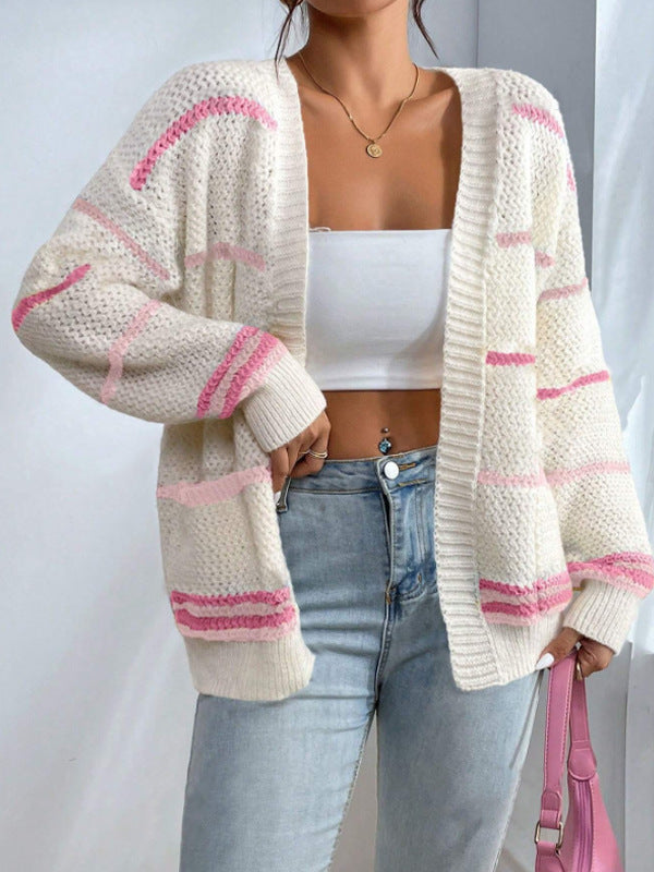 Godeline | Cardigan oversize ouvert à rayures colorées