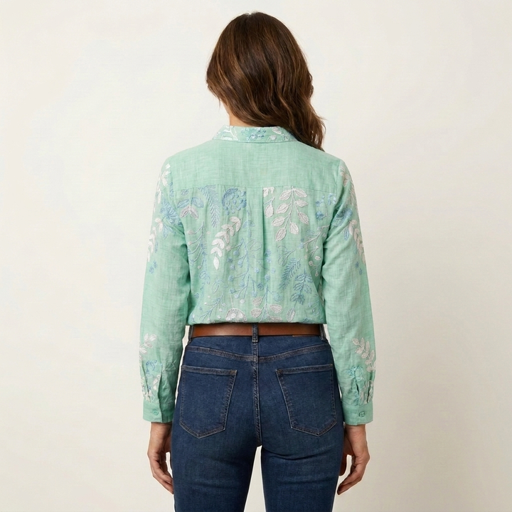 Lorielle | V-Neck Botanical Print Blouse