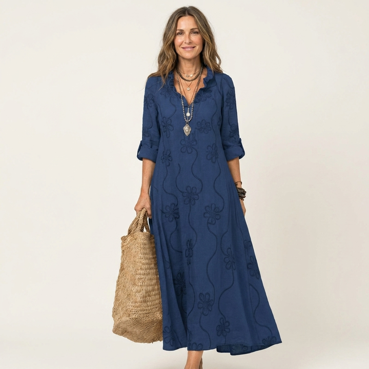 Mariam | Robe Maxi en avec Broderie Florale