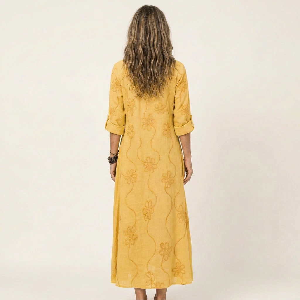 Mariam | Robe Maxi en avec Broderie Florale