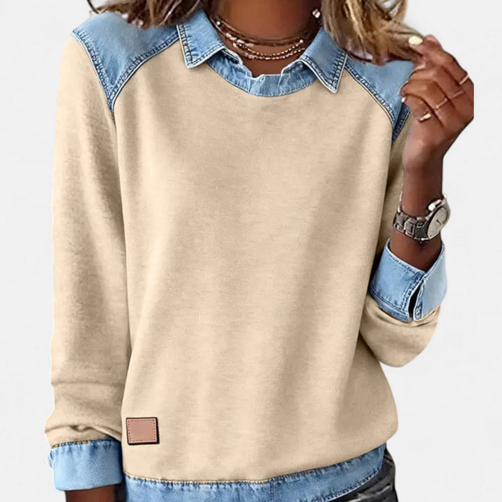 Iléana | Sweat à empiècements effet jean