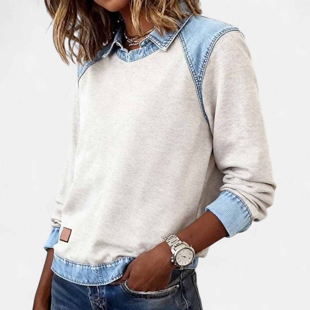 Iléana | Sweat à empiècements effet jean