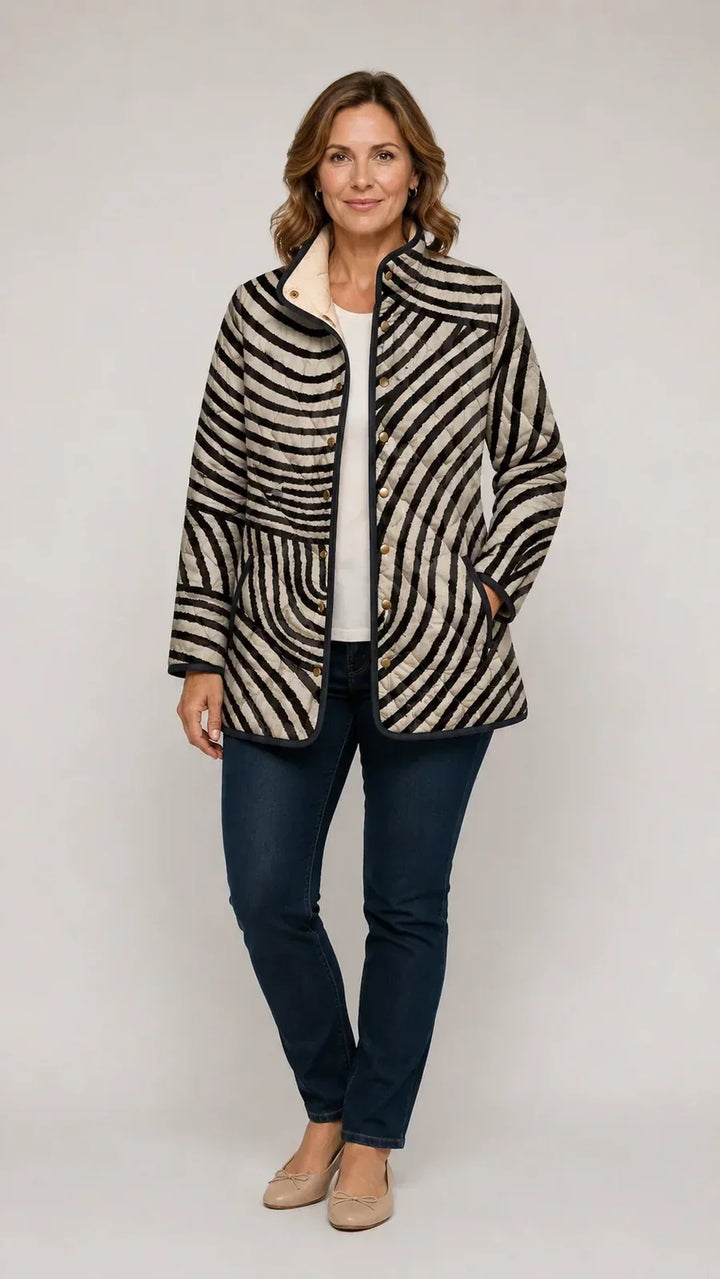 Diane | Manteau matelassé rétro à cercles dessinés à la main