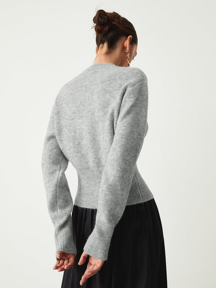 Jacotte | Pull court à taille côtelée et zip devant