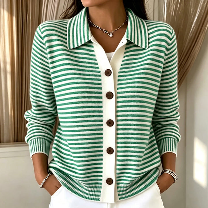 Jagoda | Cardigan à fines rayures et col chemise