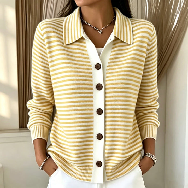 Jagoda | Cardigan à fines rayures et col chemise