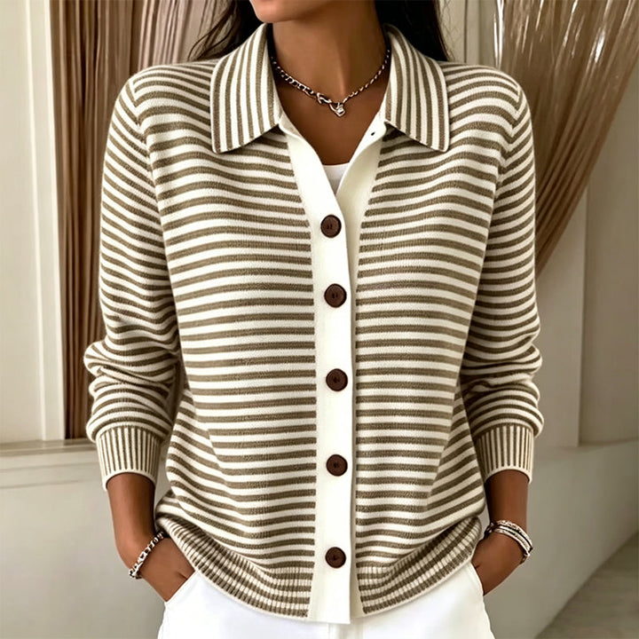 Jagoda | Cardigan à fines rayures et col chemise