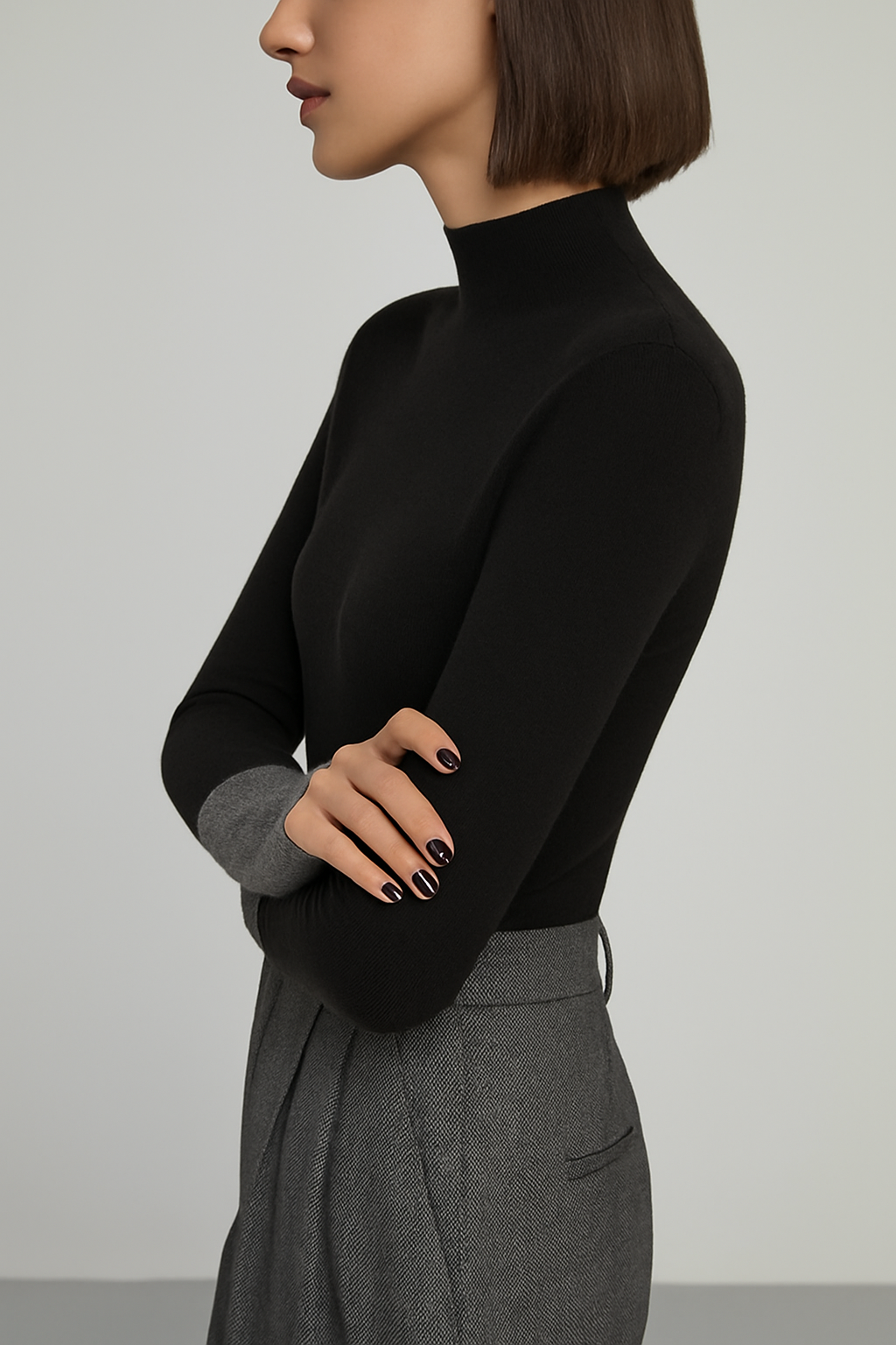 Joachime | Pull fin à col cheminée et poignets contrastés
