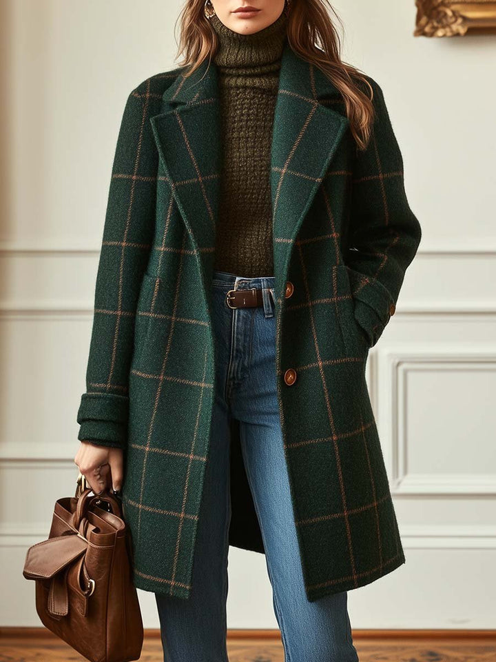 Clémentine | Manteau long à grands carreaux et revers