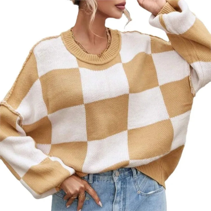 Kahina | Pull ample à damier