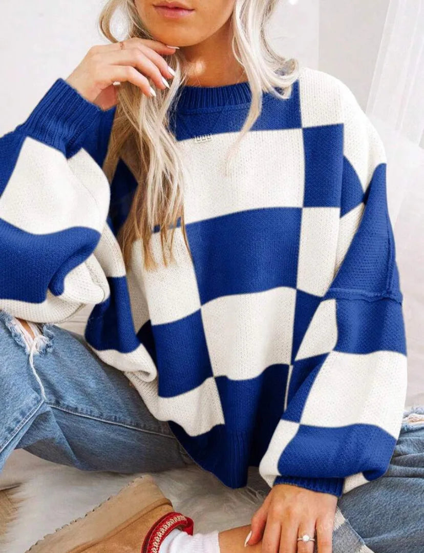 Kahina | Pull ample à damier