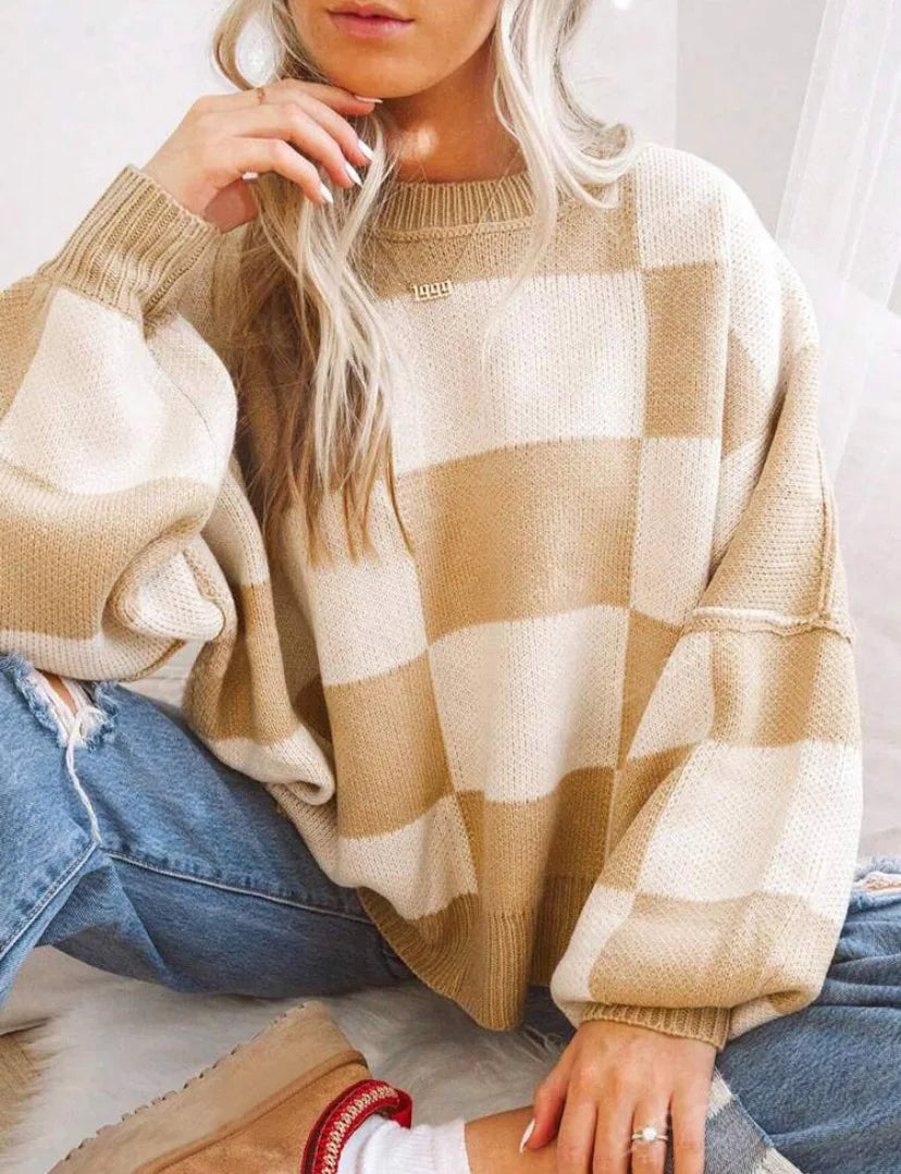 Kahina | Pull ample à damier