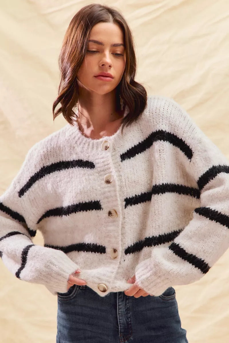 Klervi | Cardigan rayé à boutons