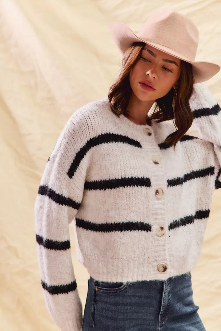 Klervi | Cardigan rayé à boutons