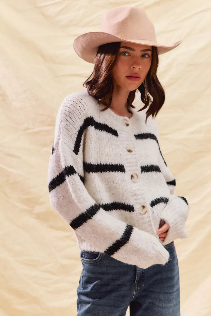 Klervi | Cardigan rayé à boutons