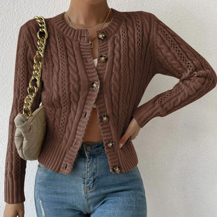 Lola | Cardigan court en maille torsadée à boutons
