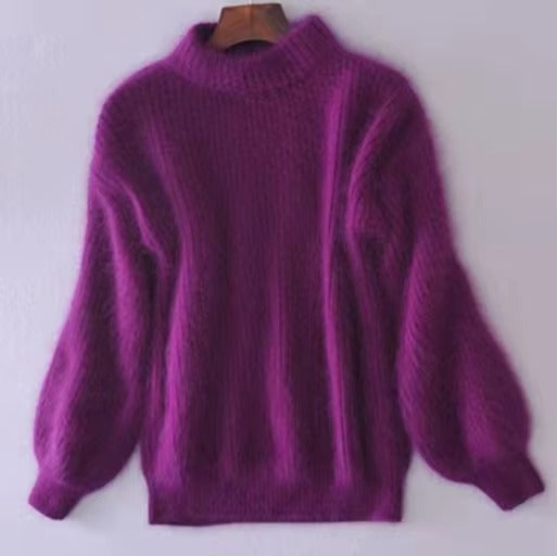 Ludmila | Pull duveteux à col roulé taille unique