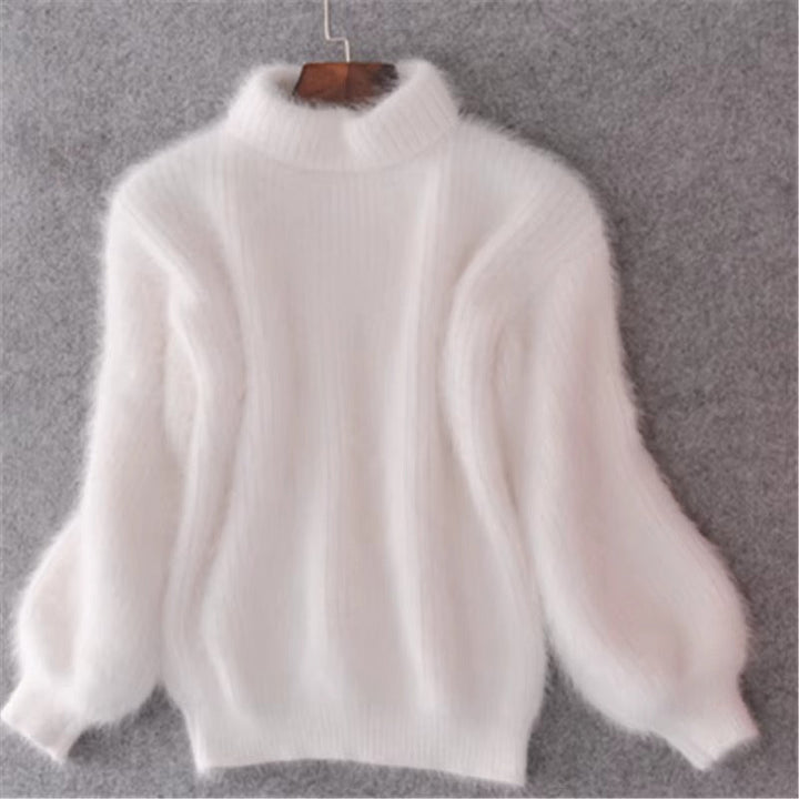 Ludmila | Pull duveteux à col roulé taille unique