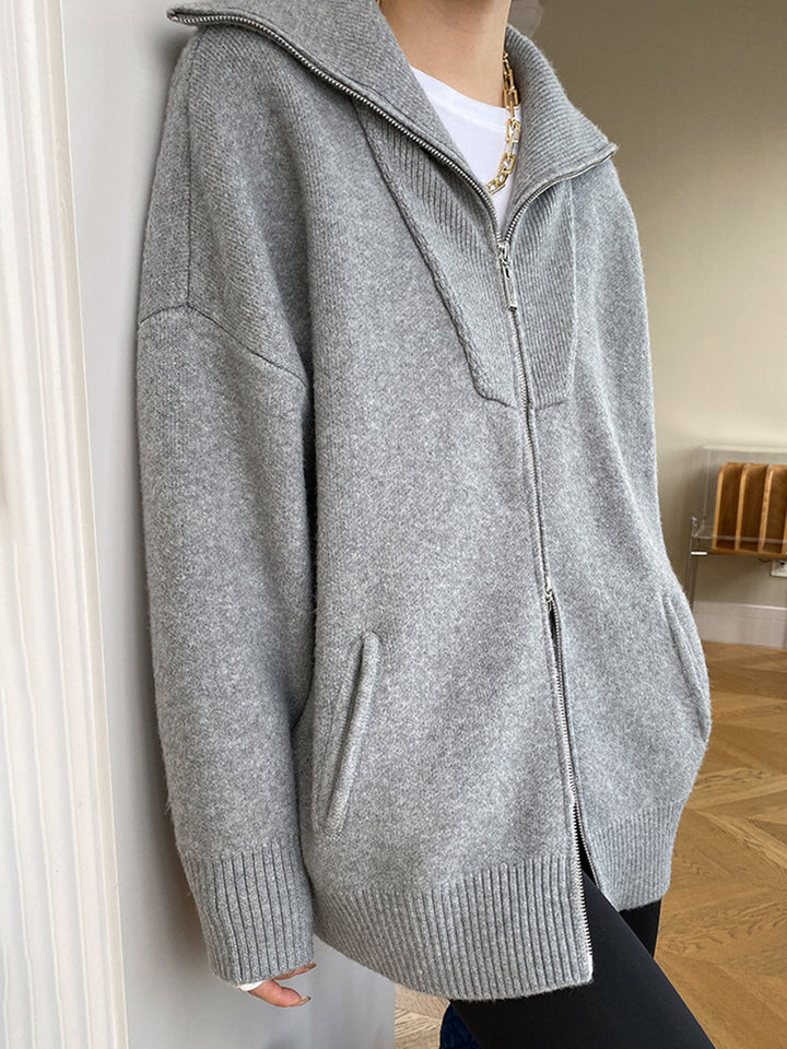 Maëva | Cardigan zippé oversize à grand col