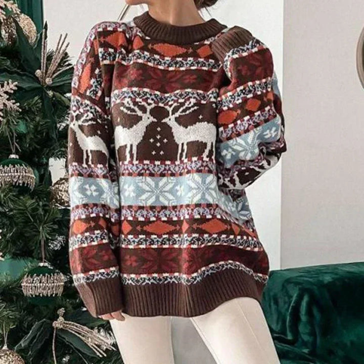 Maguelone | Pull de Noël jacquard à rennes