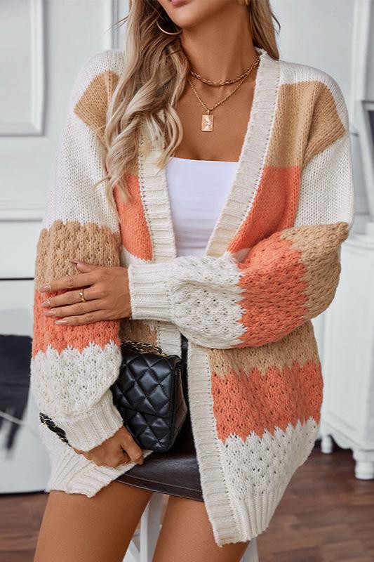 Maïwenn | Cardigan oversize ouvert à larges rayures