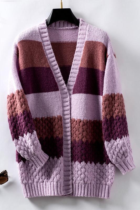 Maïwenn | Cardigan oversize ouvert à larges rayures