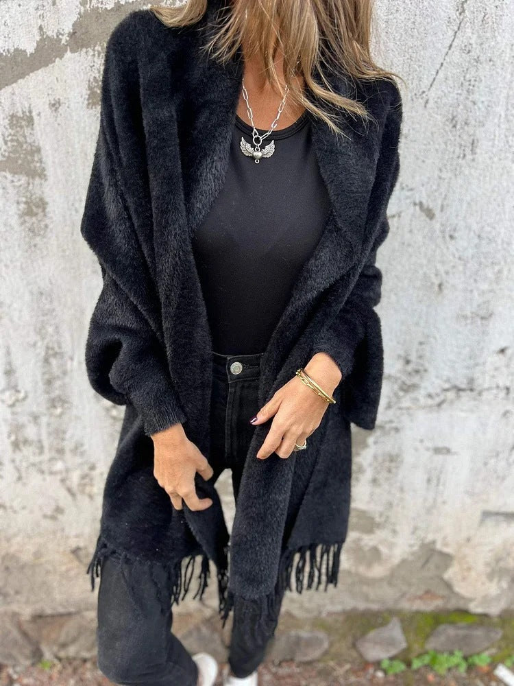 Marjolaine | Cardigan long à franges