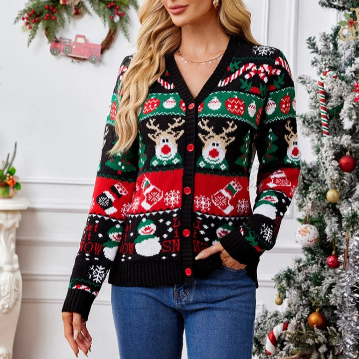 Marylou | Cardigan de Noël boutonné à col V