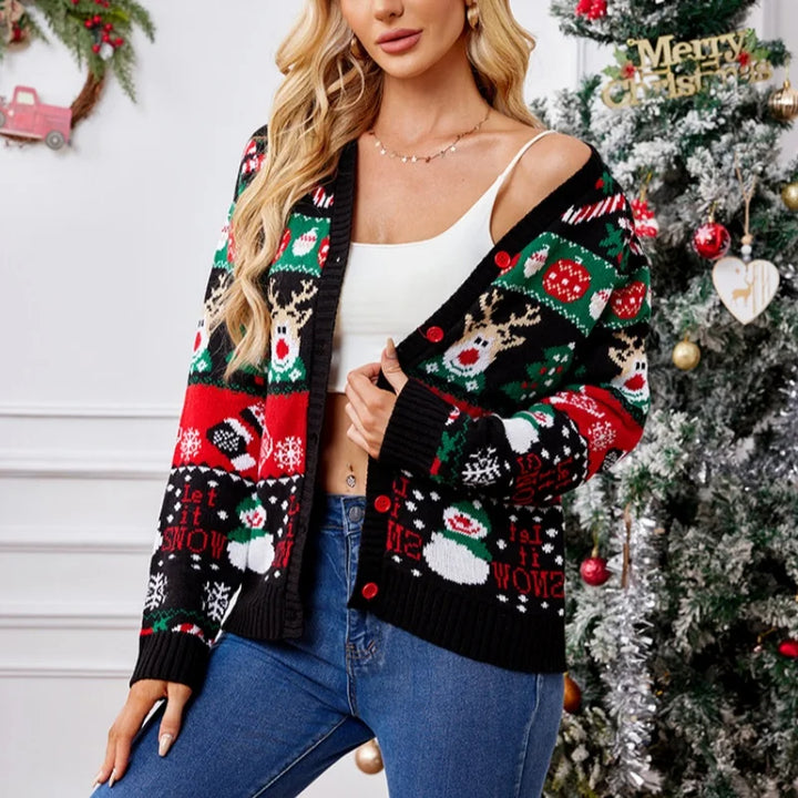 Marylou | Cardigan de Noël boutonné à col V