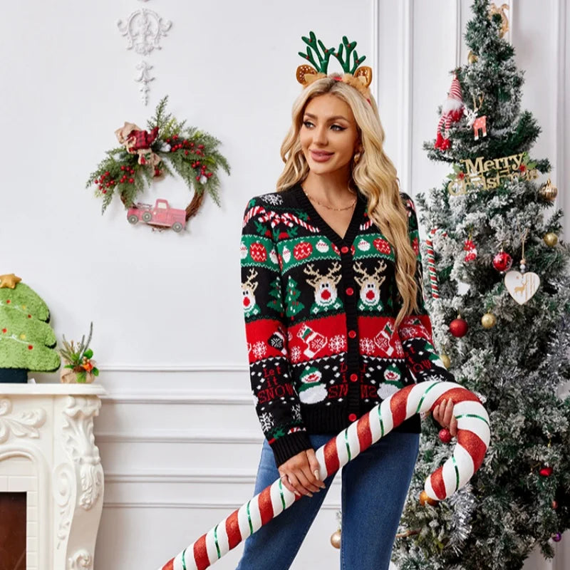Marylou | Cardigan de Noël boutonné à col V