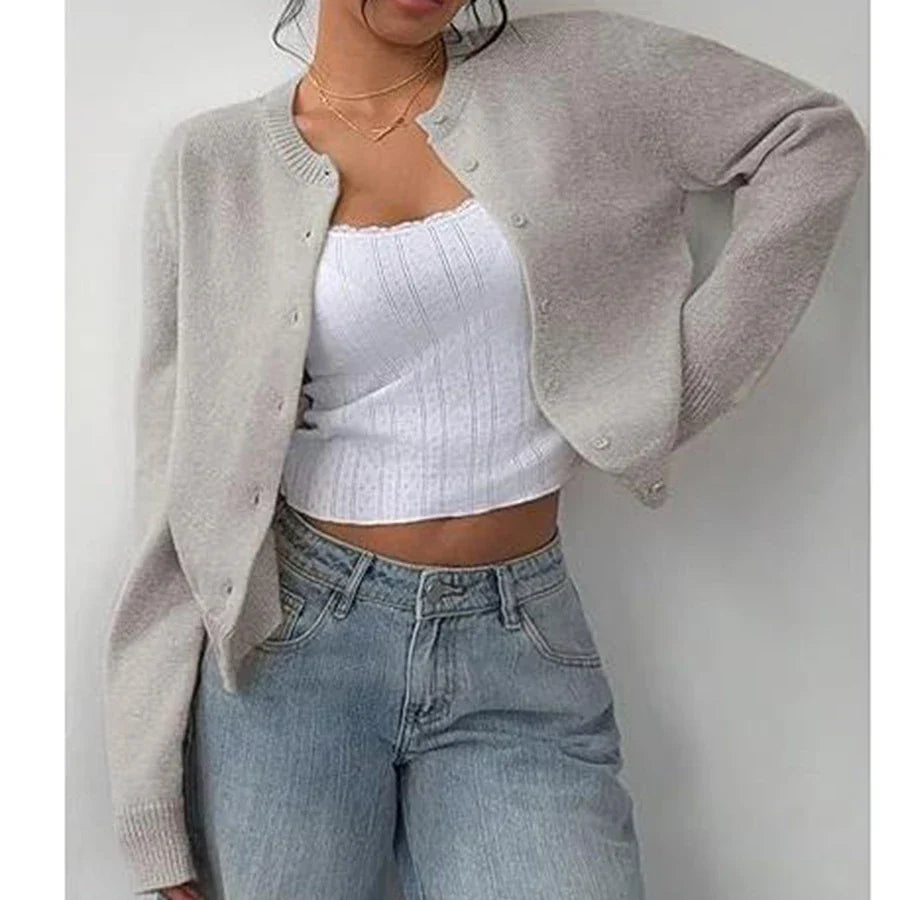 Maryse | Cardigan classique à col rond et boutons