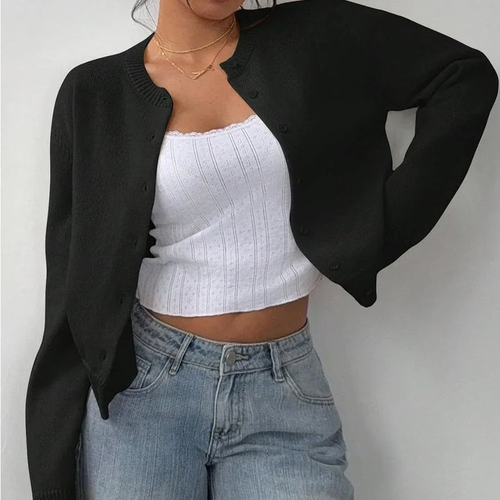 Maryse | Cardigan classique à col rond et boutons