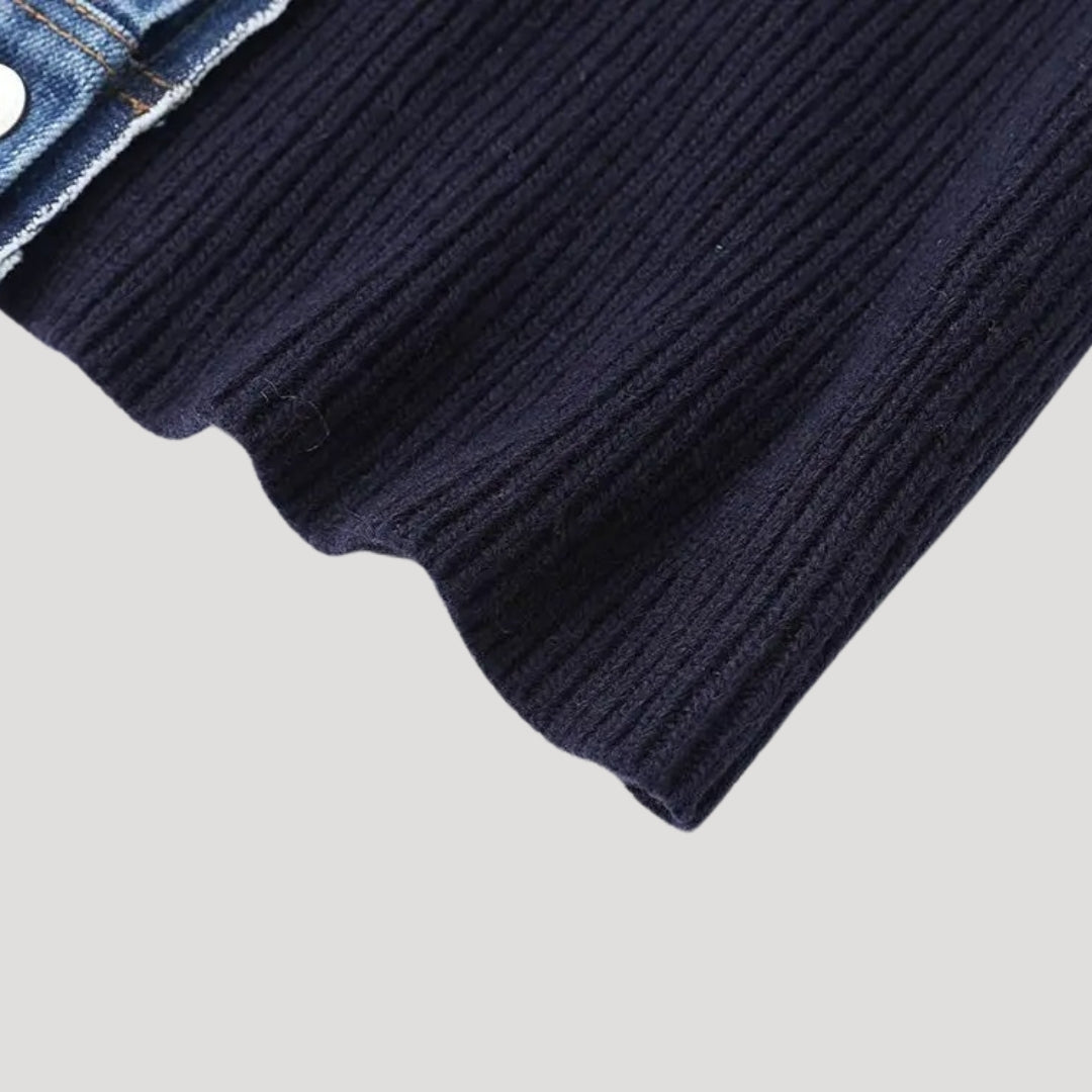 Maud | Cardigan côtelé à col en jean
