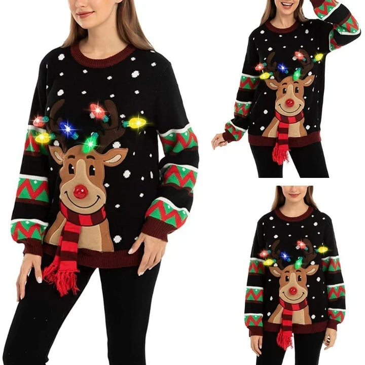 Mauricette | Pull de Noël lumineux à renne