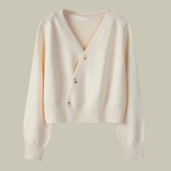 Mirabelle | Cardigan court à col V et boutonnage croisé