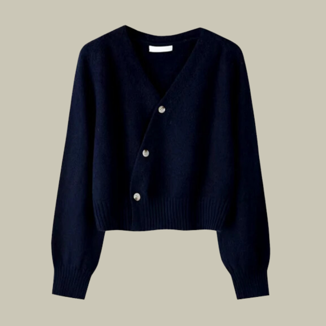 Mirabelle | Cardigan court à col V et boutonnage croisé