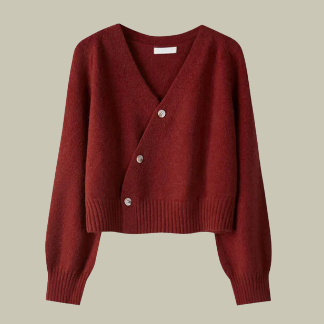 Mirabelle | Cardigan court à col V et boutonnage croisé