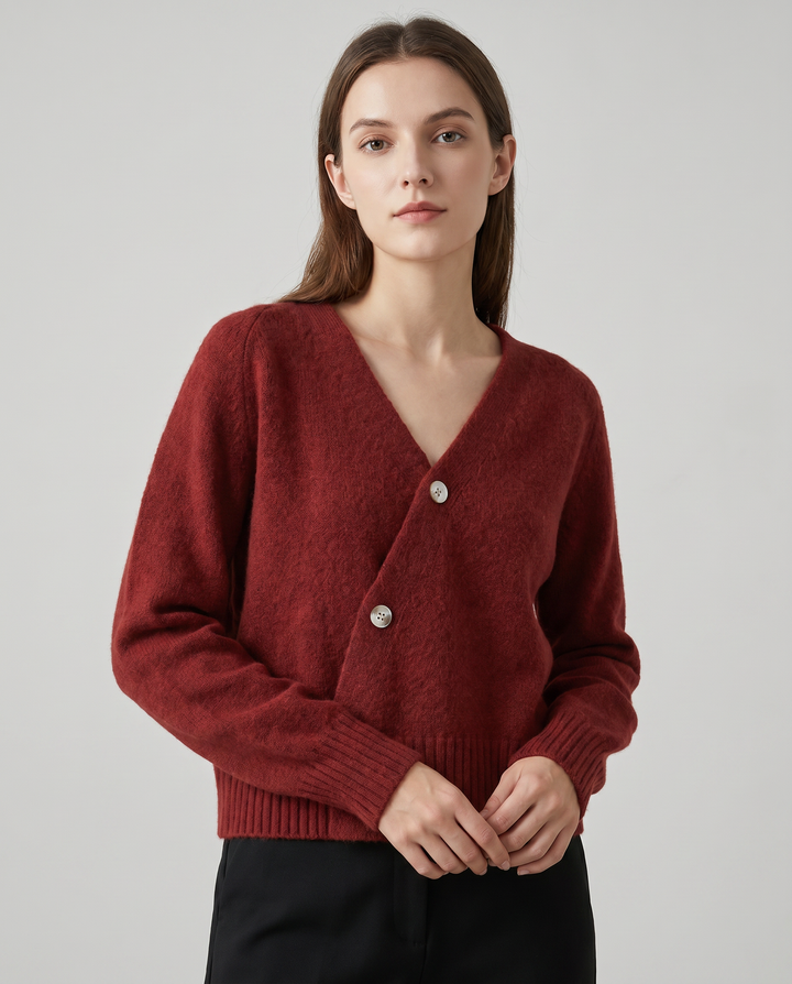 Mirabelle | Cardigan court à col V et boutonnage croisé