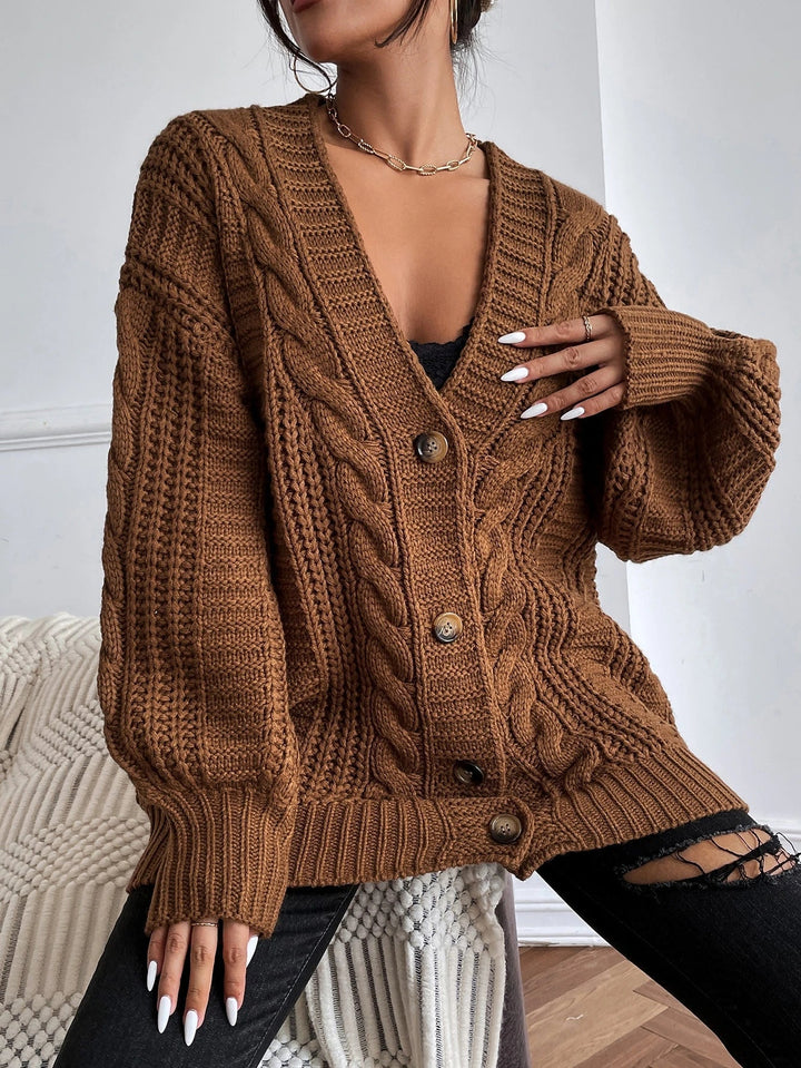 Morgane | Cardigan oversize en maille torsadée
