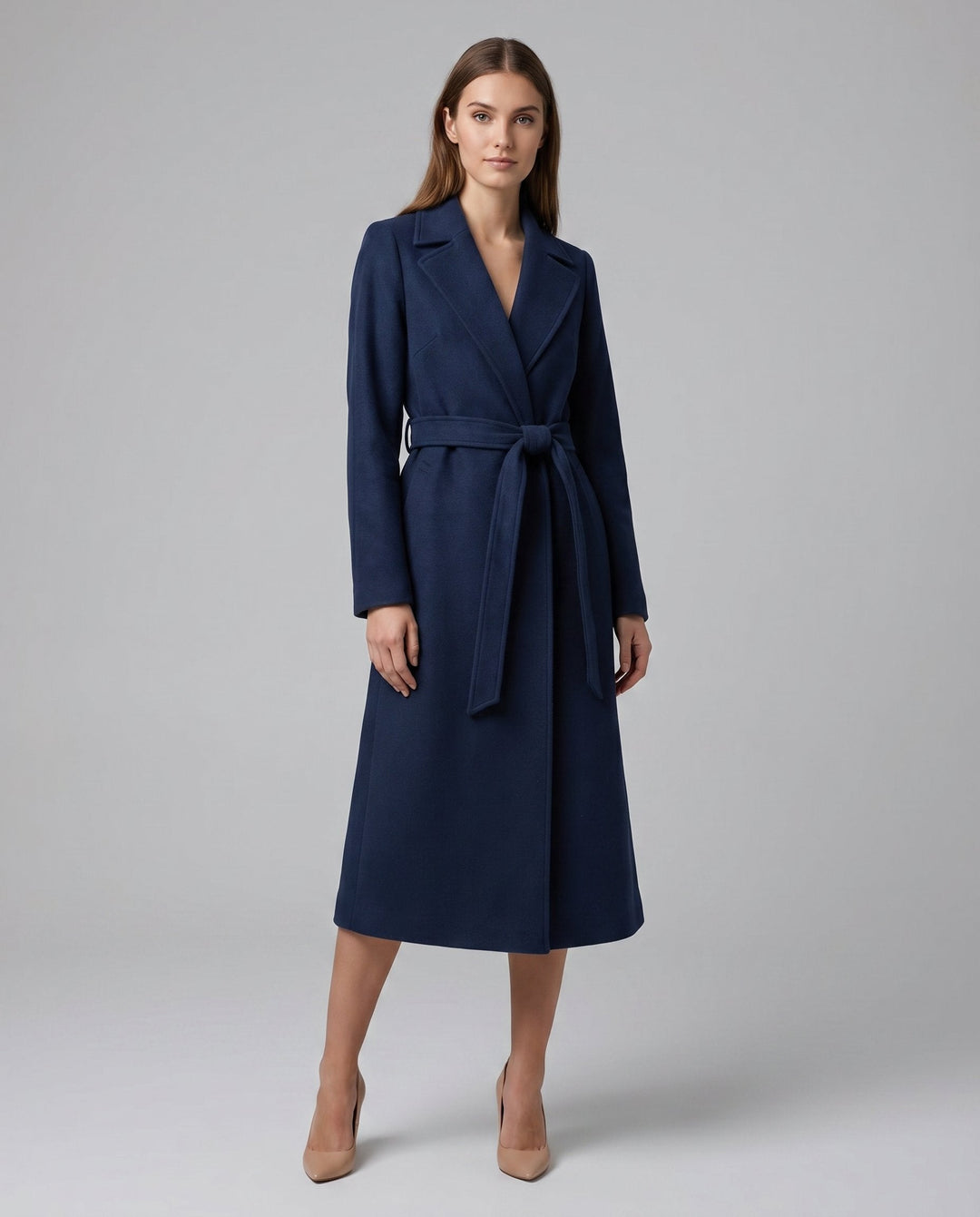 Natalène | Manteau long ceinturé à revers