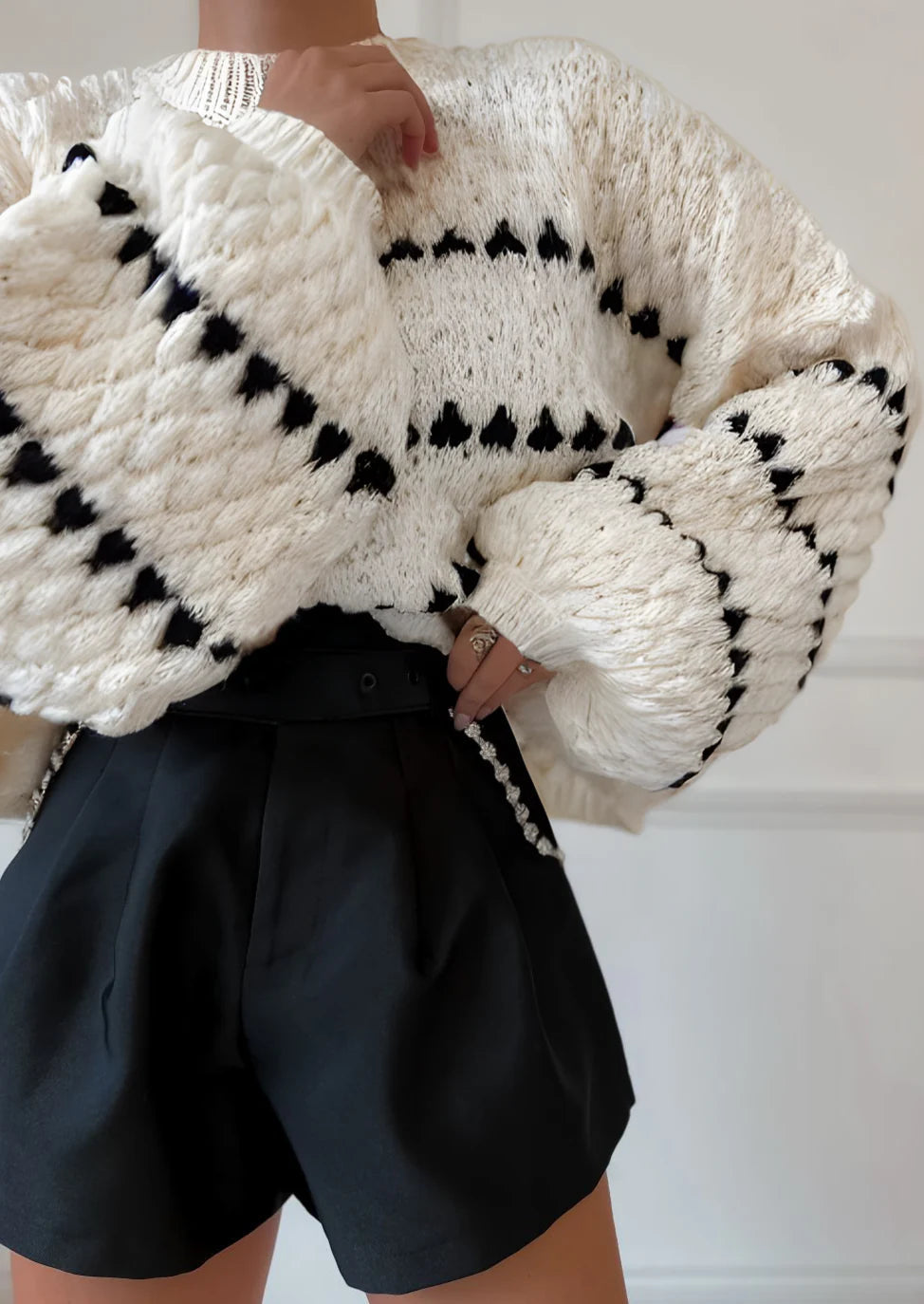 Nausicaa | Pull en maille texturée à motifs triangles