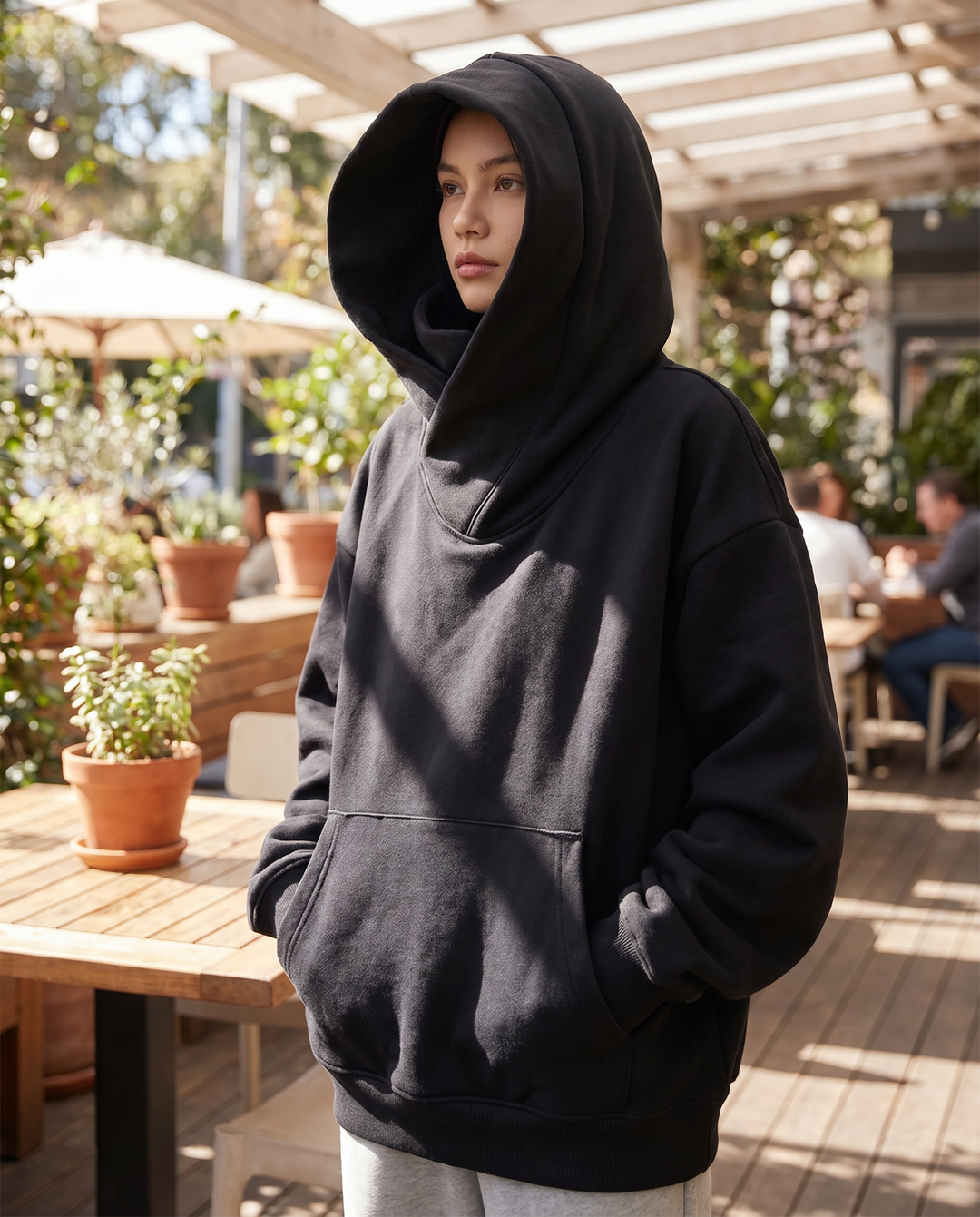Pervenche | Sweat ample à capuche montante
