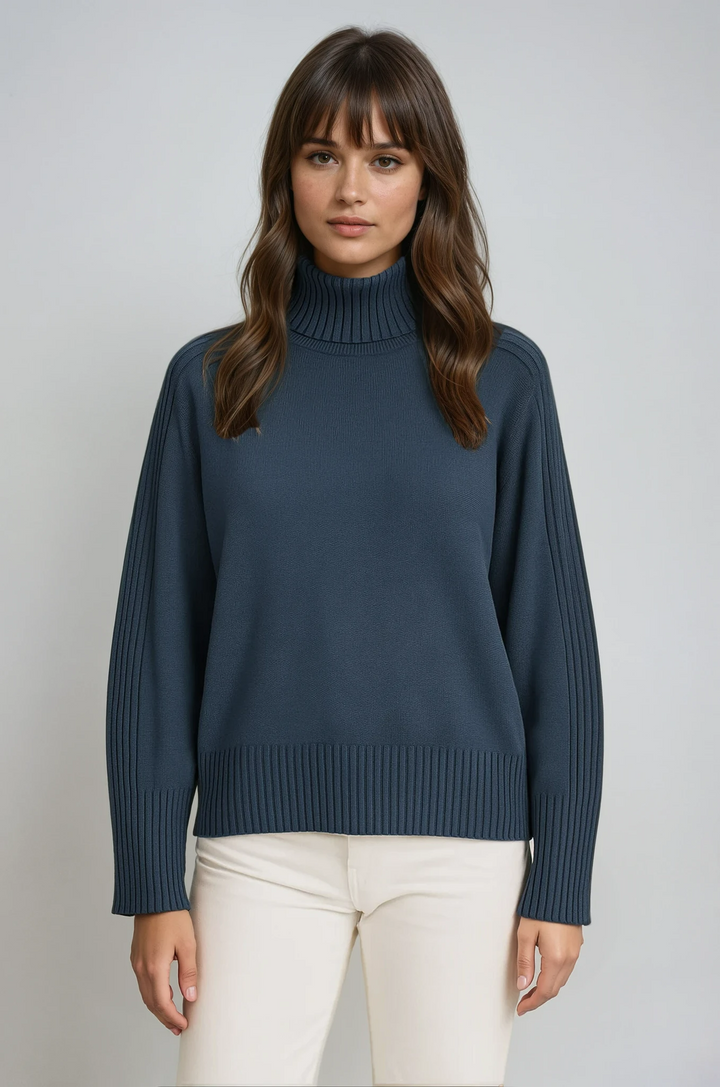 Pulchérie | Pull côtelé à col cheminée