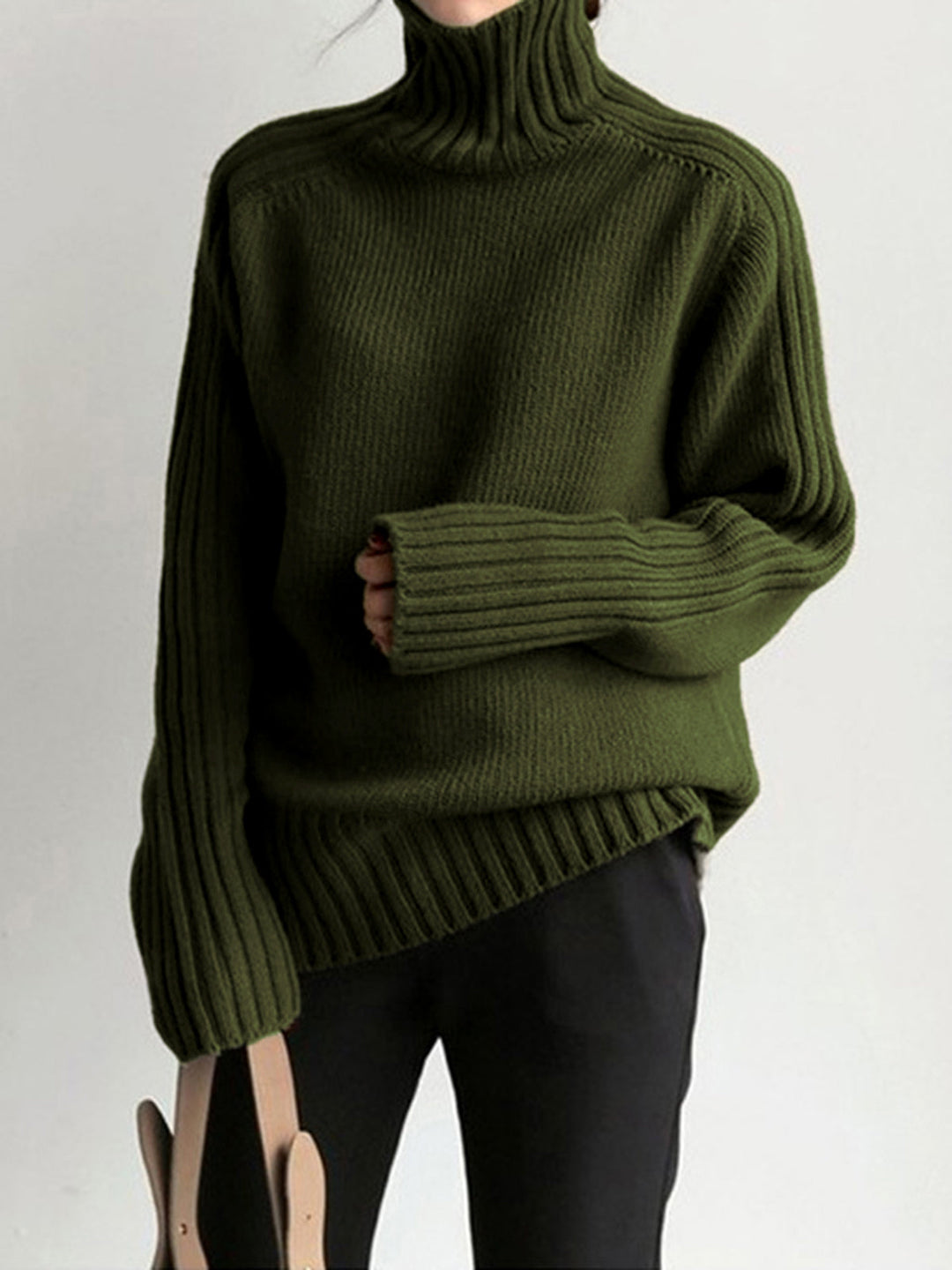 Pulchérie | Pull côtelé à col cheminée