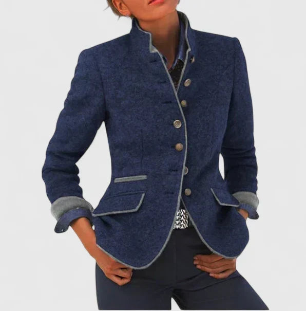 Rosalba | Veste cintrée à col montant et passepoils